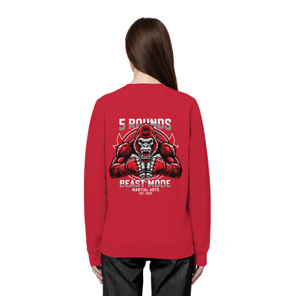 5 ROUNDS BEAST MODE Gorilla Motive Rot Weis Schwarz Farben Stick und DTF - Organic Basic Unisex Sweatshirt