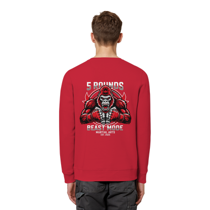 5 ROUNDS BEAST MODE Gorilla Motive Rot Weis Schwarz Farben Stick und DTF - Organic Basic Unisex Sweatshirt