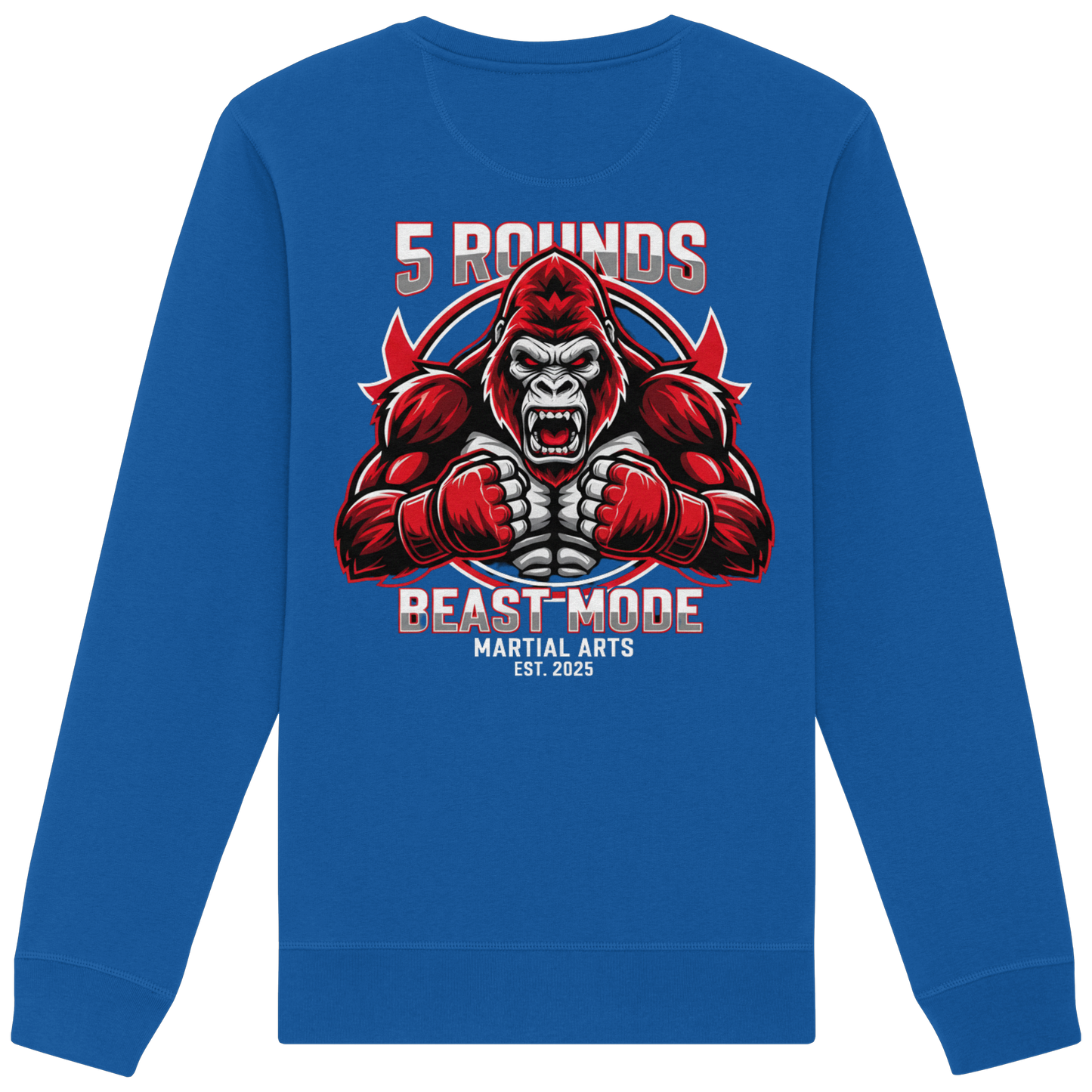 5 ROUNDS BEAST MODE Gorilla Motive Rot Weis Schwarz Farben Stick und DTF - Organic Basic Unisex Sweatshirt