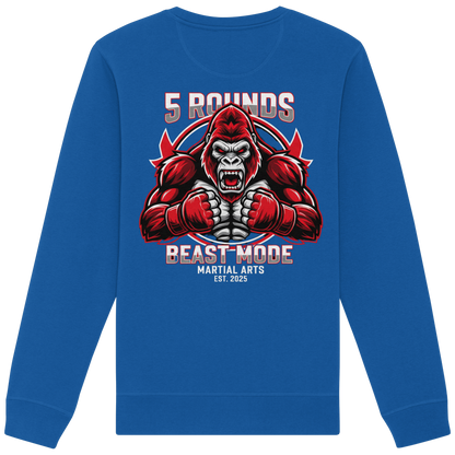 5 ROUNDS BEAST MODE Gorilla Motive Rot Weis Schwarz Farben Stick und DTF - Organic Basic Unisex Sweatshirt