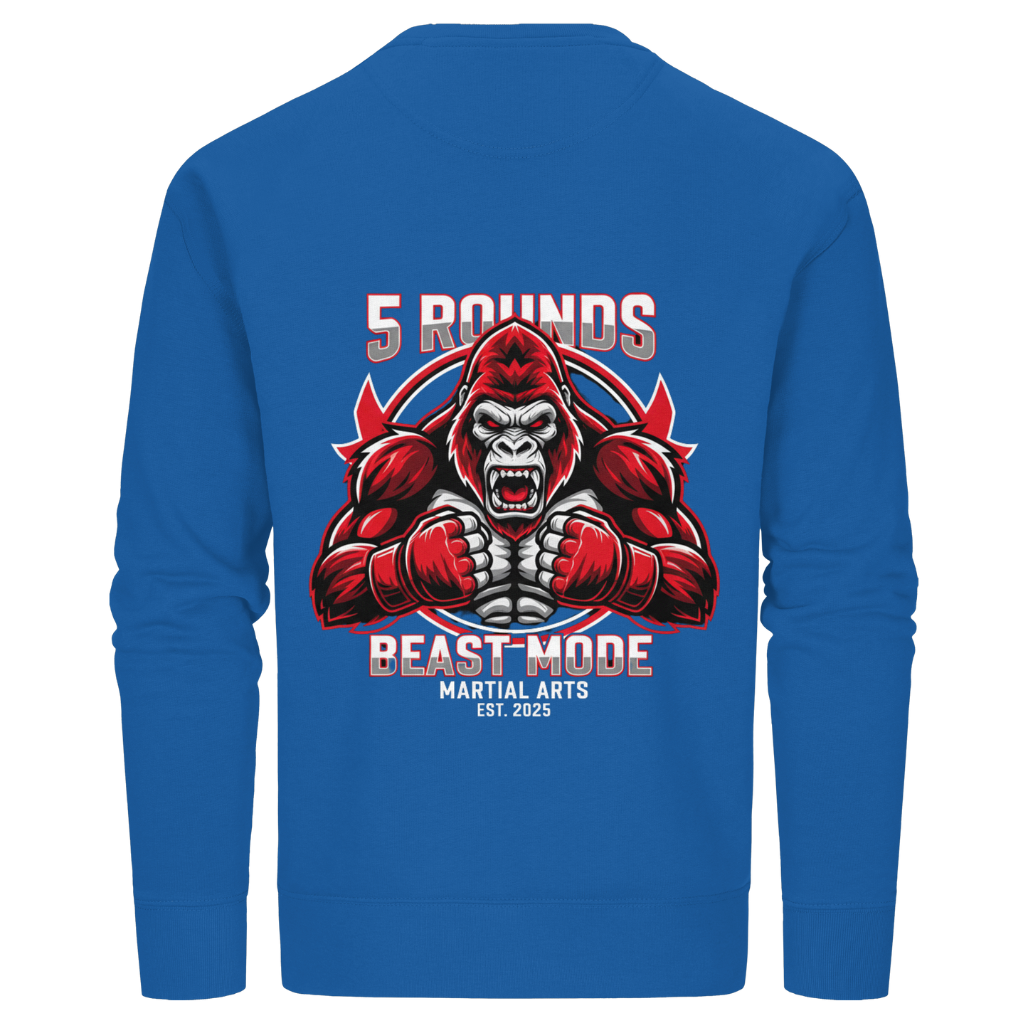 5 ROUNDS BEAST MODE Gorilla Motive Rot Weis Schwarz Farben Stick und DTF - Organic Basic Unisex Sweatshirt