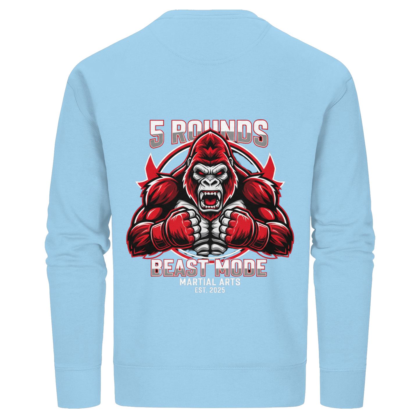 5 ROUNDS BEAST MODE Gorilla Motive Rot Weis Schwarz Farben Stick und DTF - Organic Basic Unisex Sweatshirt