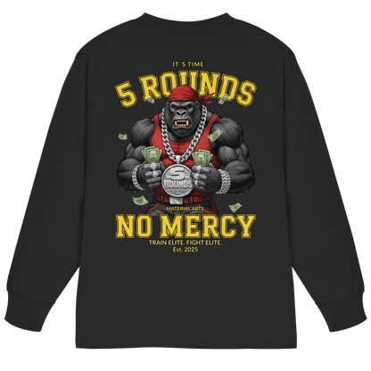 5 ROUNDS Vorne DTF hinten DTF Print 5 Rounds Fighter gorilla , macht chas money im Material Arts Kämpfen. - Organic Heavy Oversized Longsleeve T-Shirt