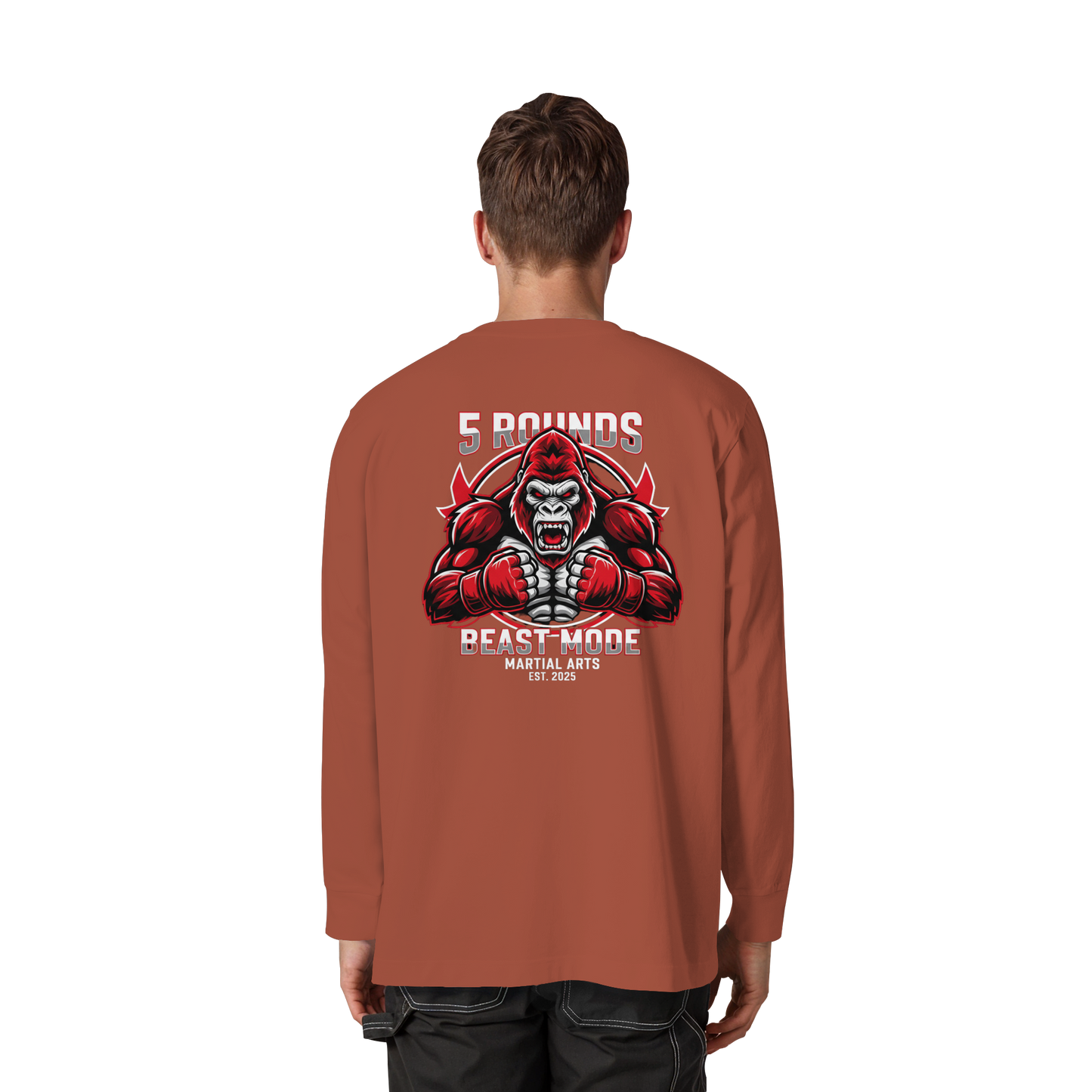 5 ROUNDS BEAST MODE Gorilla Organic Heavy Oversized Longsleeve