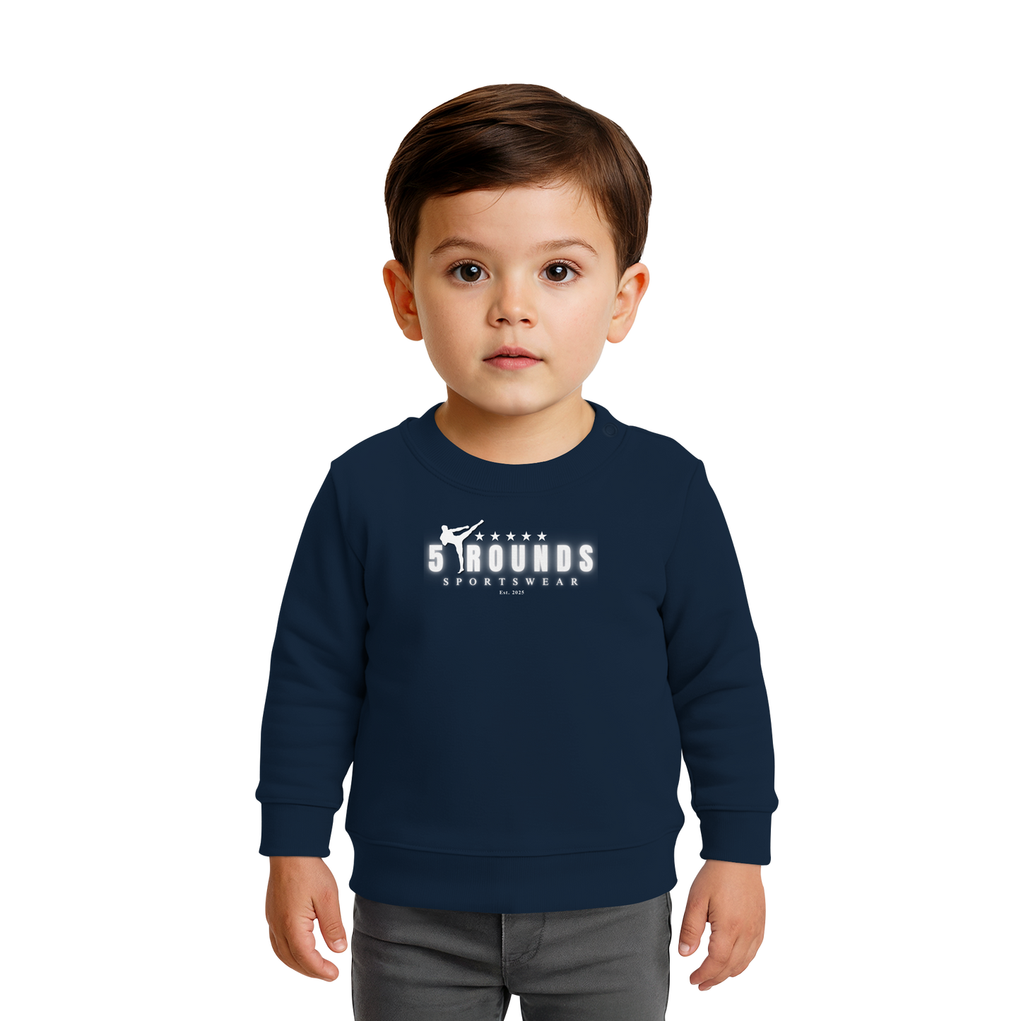 5 ROUNDS Logo Weis  - Baby Organic Sweatshirt