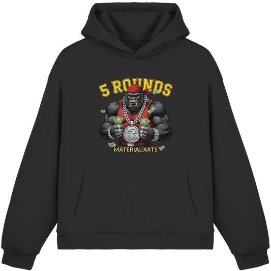 5 ROUNDS Vorne DTF hinten DTF Print 5 Rounds Fighter gorilla , macht chas money im Material Arts Kämpfen. - Fluffy Boxcut Hoodie