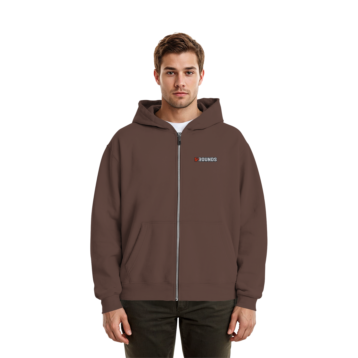 5 ROUNDS BEAST MODE Gorilla Motive Rot Weis Schwarz Farben Stick und DTF - Fluffy Boxcut Zipper