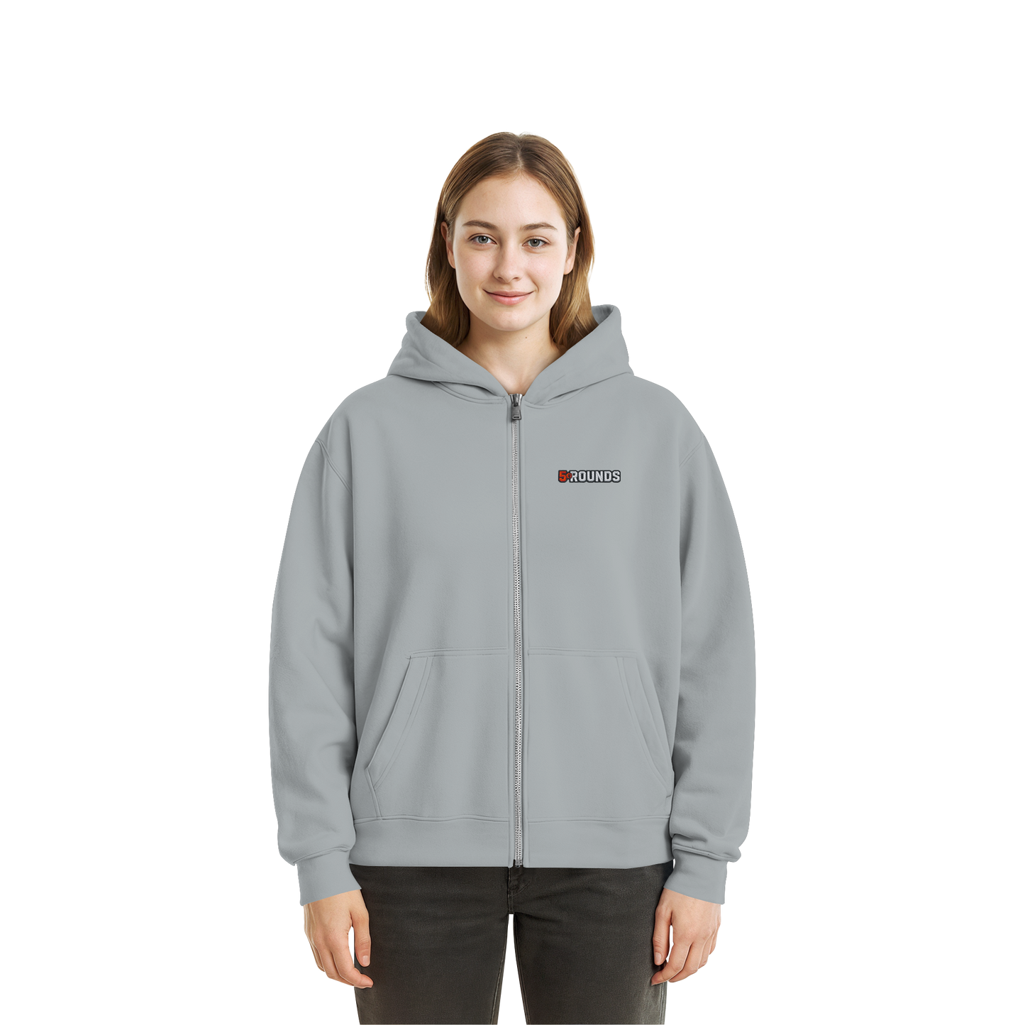 5 ROUNDS BEAST MODE Gorilla Motive Rot Weis Schwarz Farben Stick und DTF - Fluffy Boxcut Zipper