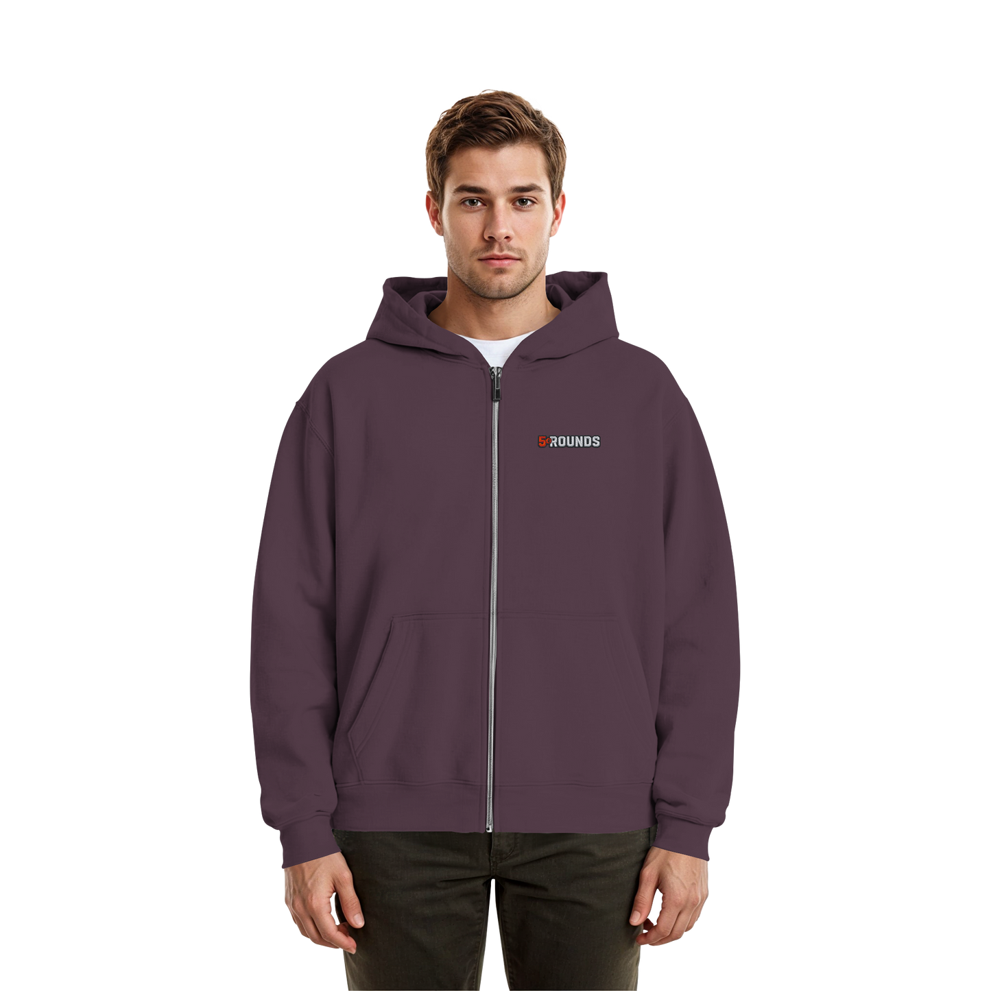 5 ROUNDS BEAST MODE Gorilla Motive Rot Weis Schwarz Farben Stick und DTF - Fluffy Boxcut Zipper