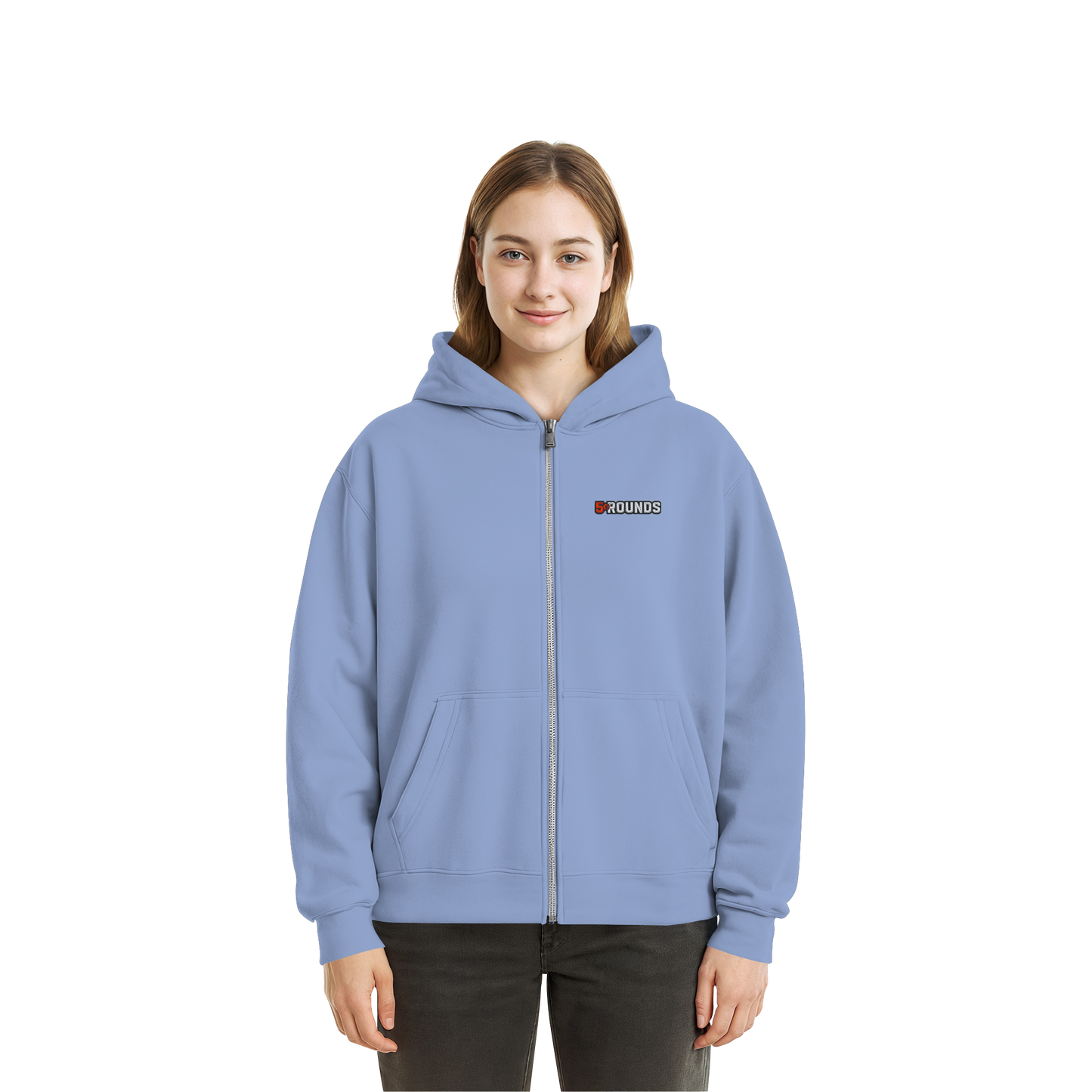 5 ROUNDS BEAST MODE Gorilla Motive Rot Weis Schwarz Farben Stick und DTF - Fluffy Boxcut Zipper