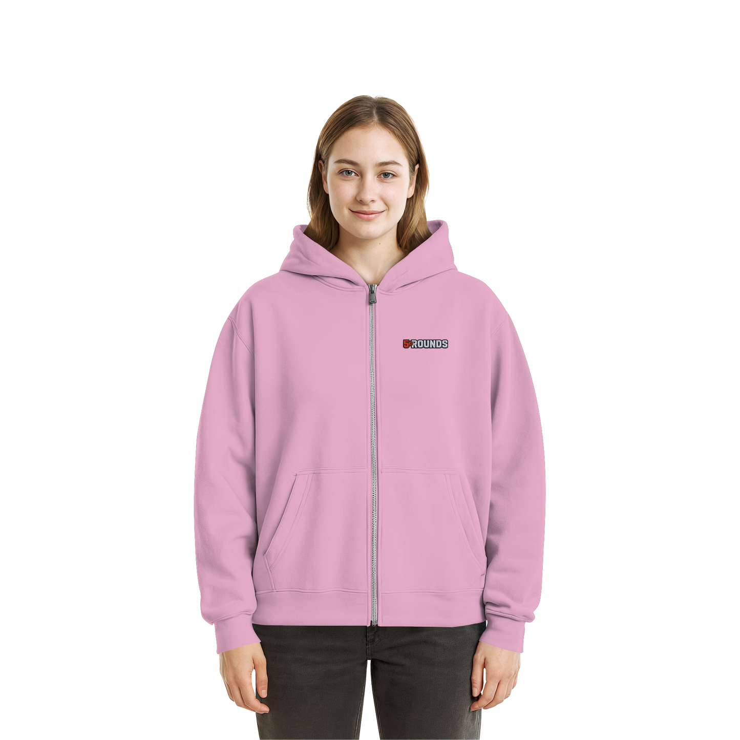 5 ROUNDS BEAST MODE Gorilla Motive Rot Weis Schwarz Farben Stick und DTF - Fluffy Boxcut Zipper