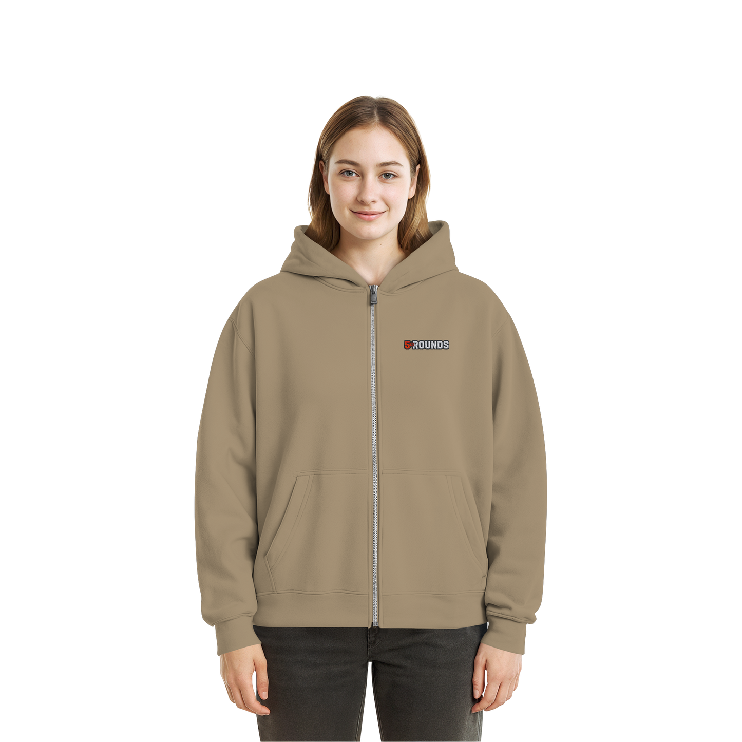 5 ROUNDS BEAST MODE Gorilla Motive Rot Weis Schwarz Farben Stick und DTF - Fluffy Boxcut Zipper