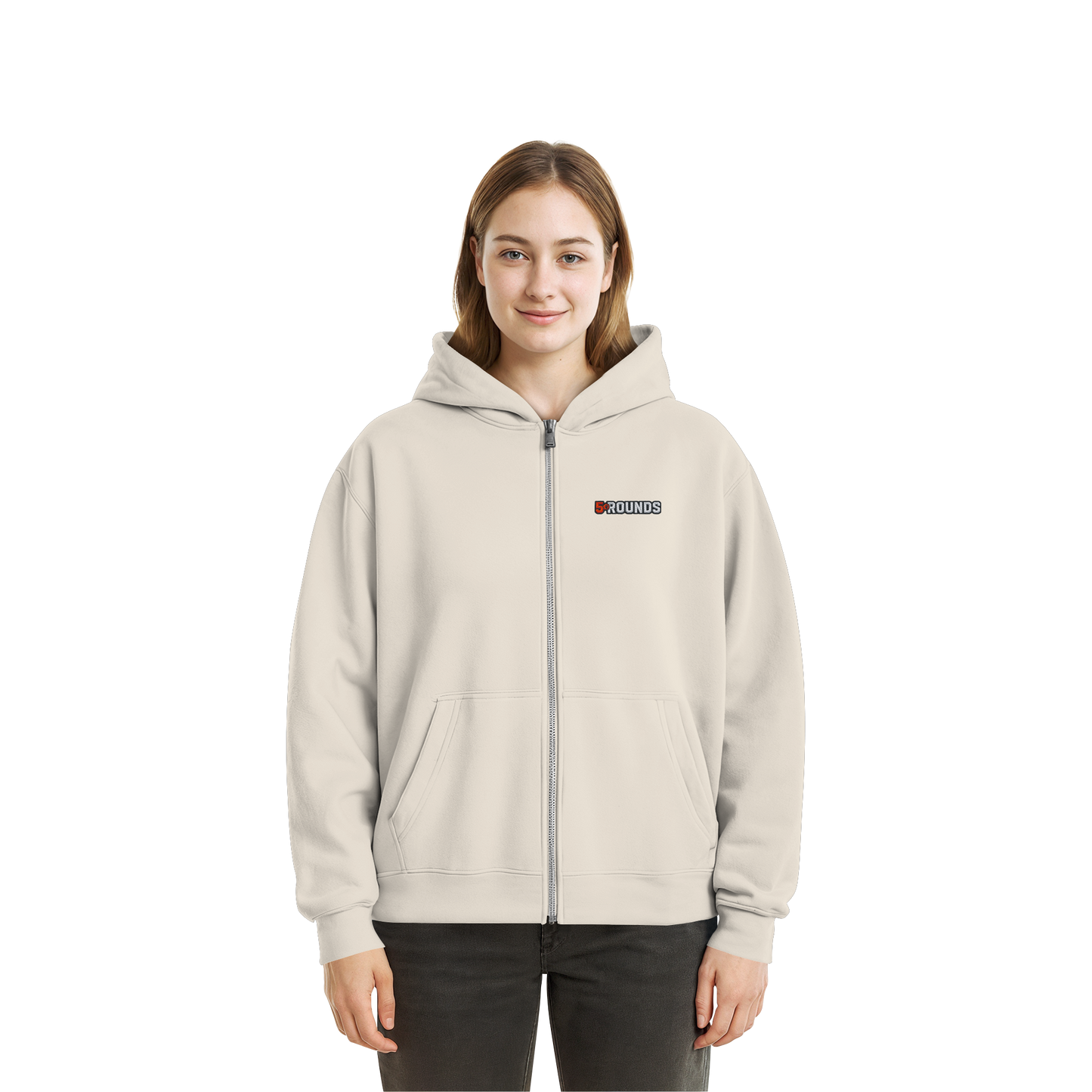 5 ROUNDS BEAST MODE Gorilla Motive Rot Weis Schwarz Farben Stick und DTF - Fluffy Boxcut Zipper