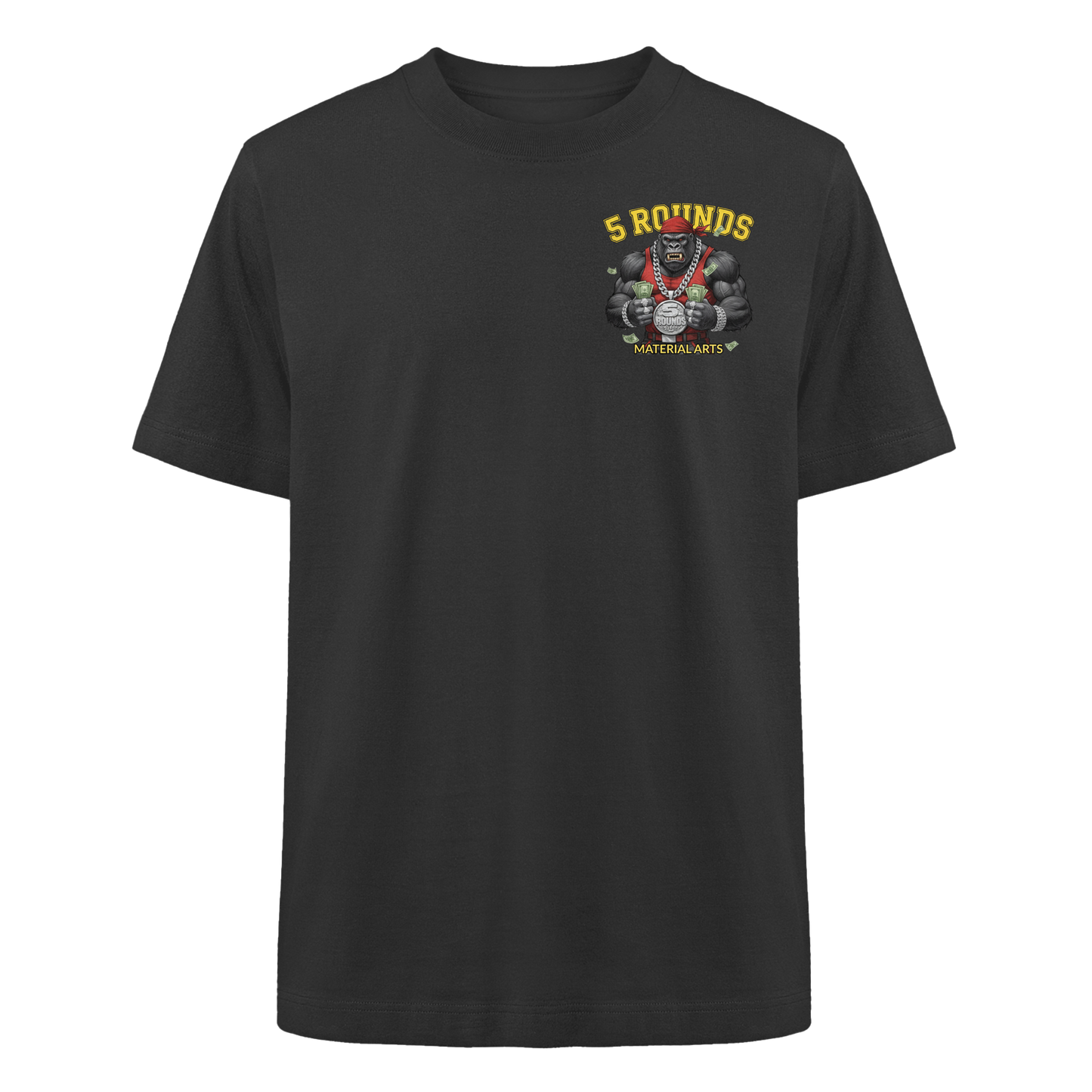 5 ROUNDS Vorne DTF hinten DTF Print 5 Rounds Fighter gorilla , macht chas money im Material Arts Kämpfen. - Heavy Oversized Organic Shirt