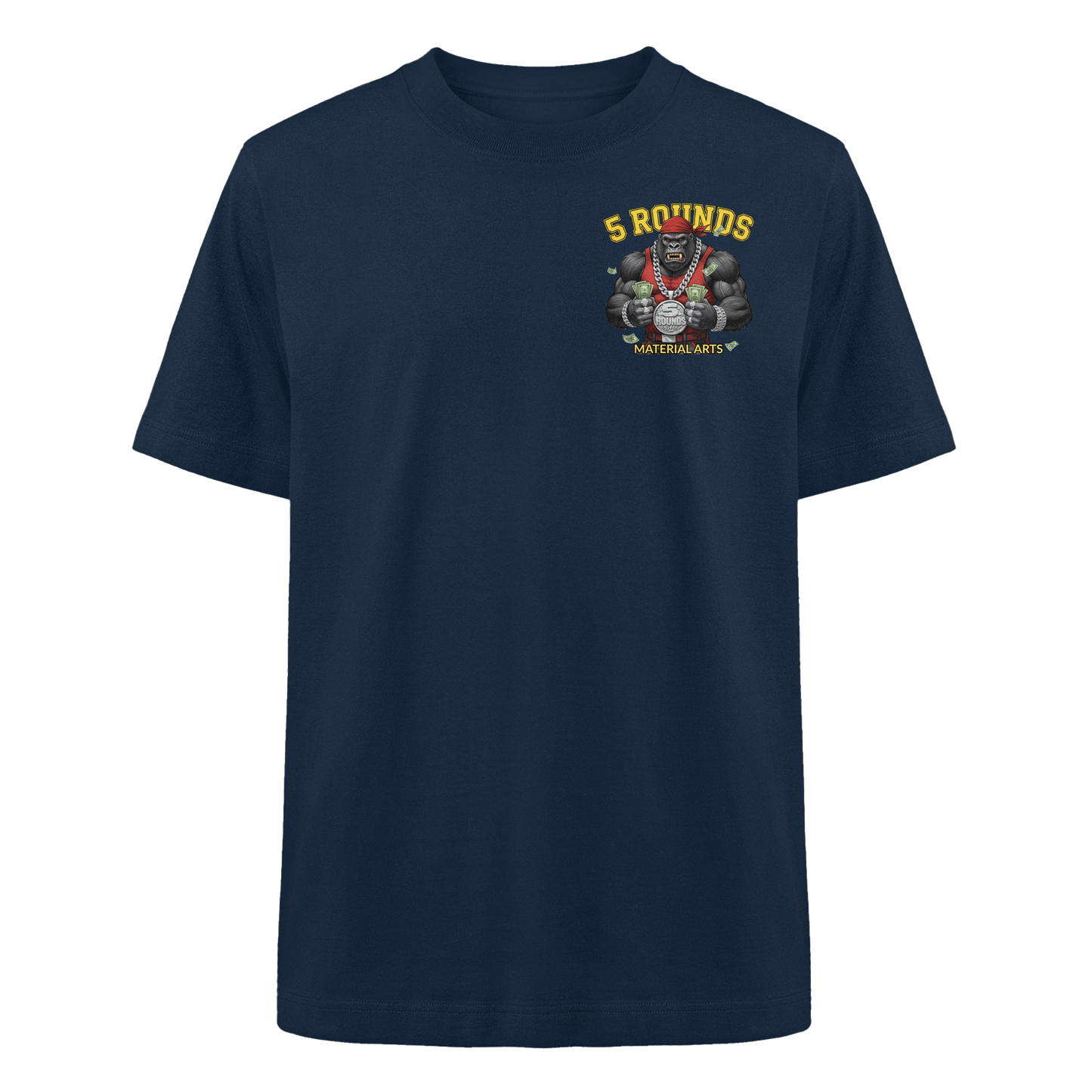 5 ROUNDS Vorne DTF hinten DTF Print 5 Rounds Fighter gorilla , macht chas money im Material Arts Kämpfen. - Heavy Oversized Organic Shirt