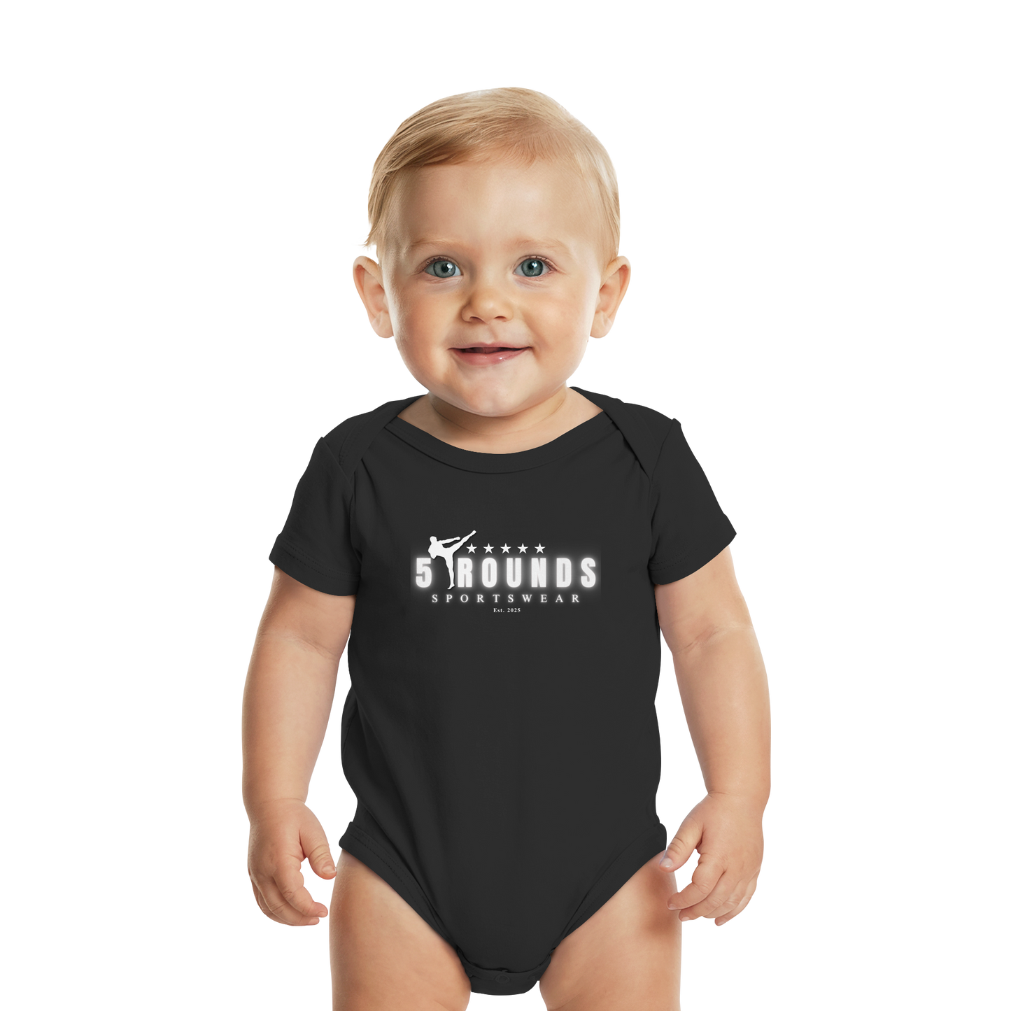 5 ROUNDS Logo Weis  - Organic Baby Bodysuit