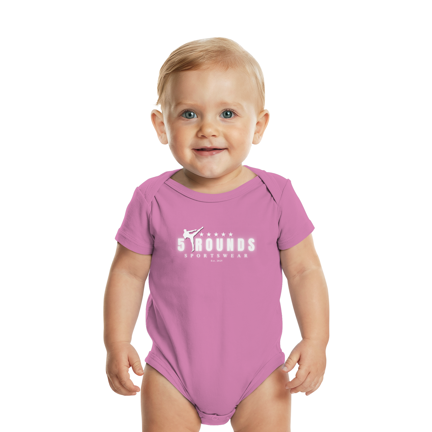 5 ROUNDS Logo Weis  - Organic Baby Bodysuit