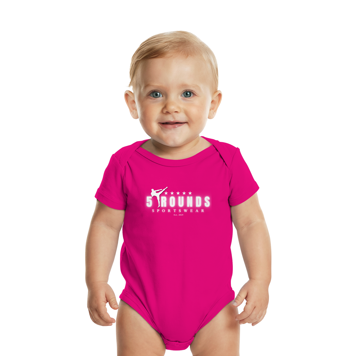 5 ROUNDS Logo Weis  - Organic Baby Bodysuit