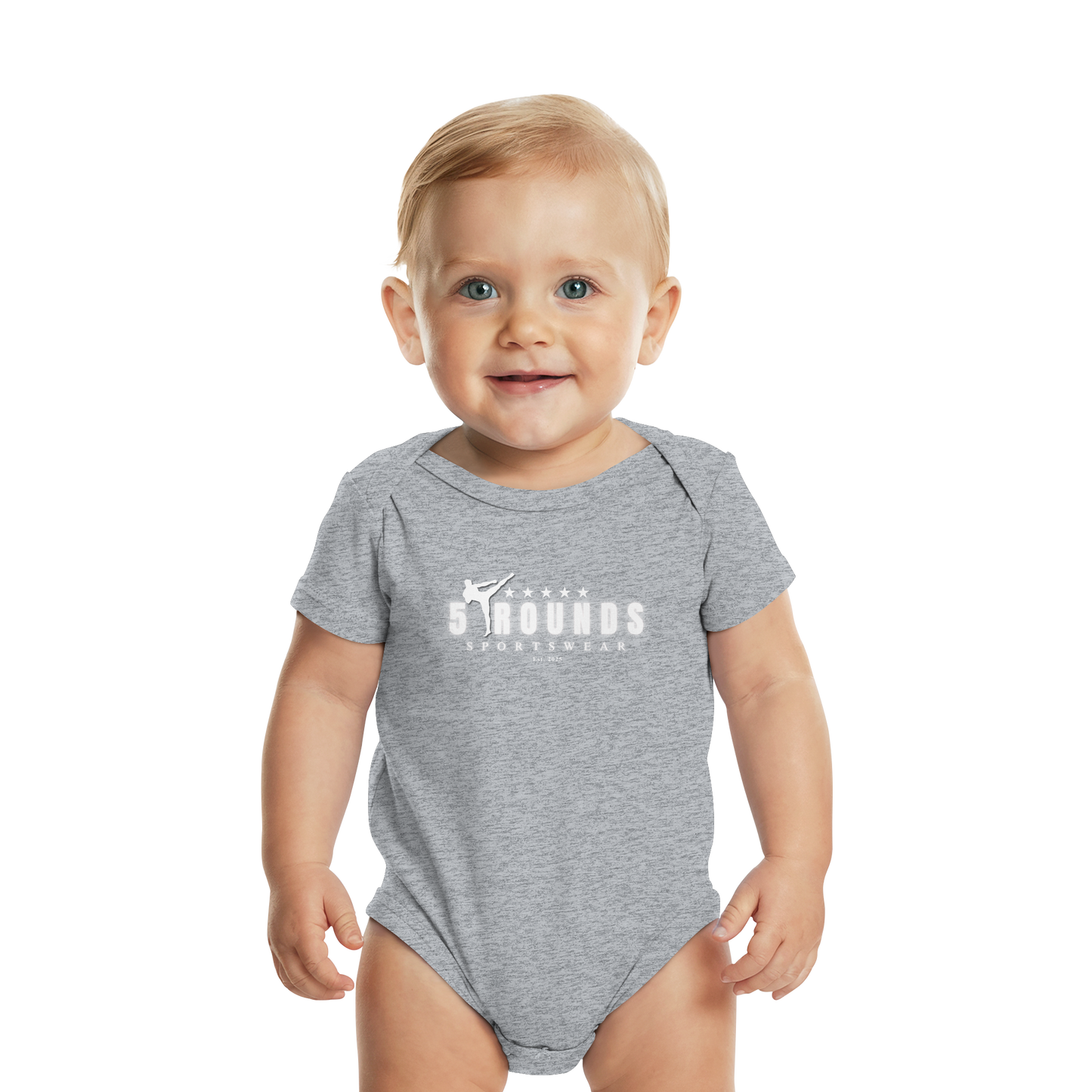 5 ROUNDS Logo Weis  - Organic Baby Bodysuit