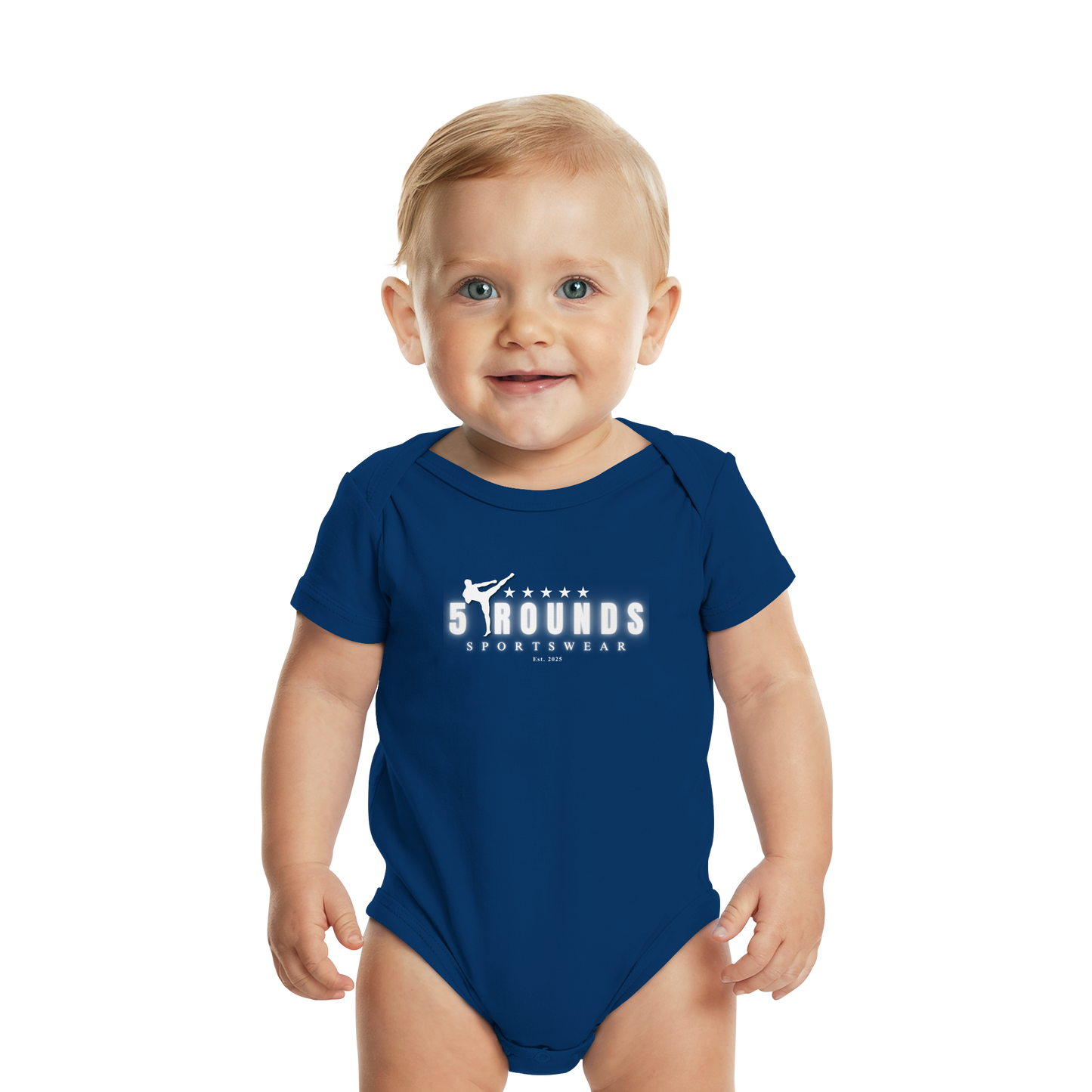 5 ROUNDS Logo Weis  - Organic Baby Bodysuit