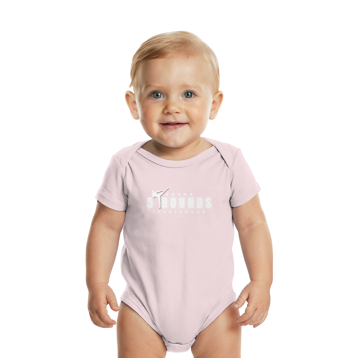5 ROUNDS Logo Weis  - Organic Baby Bodysuit