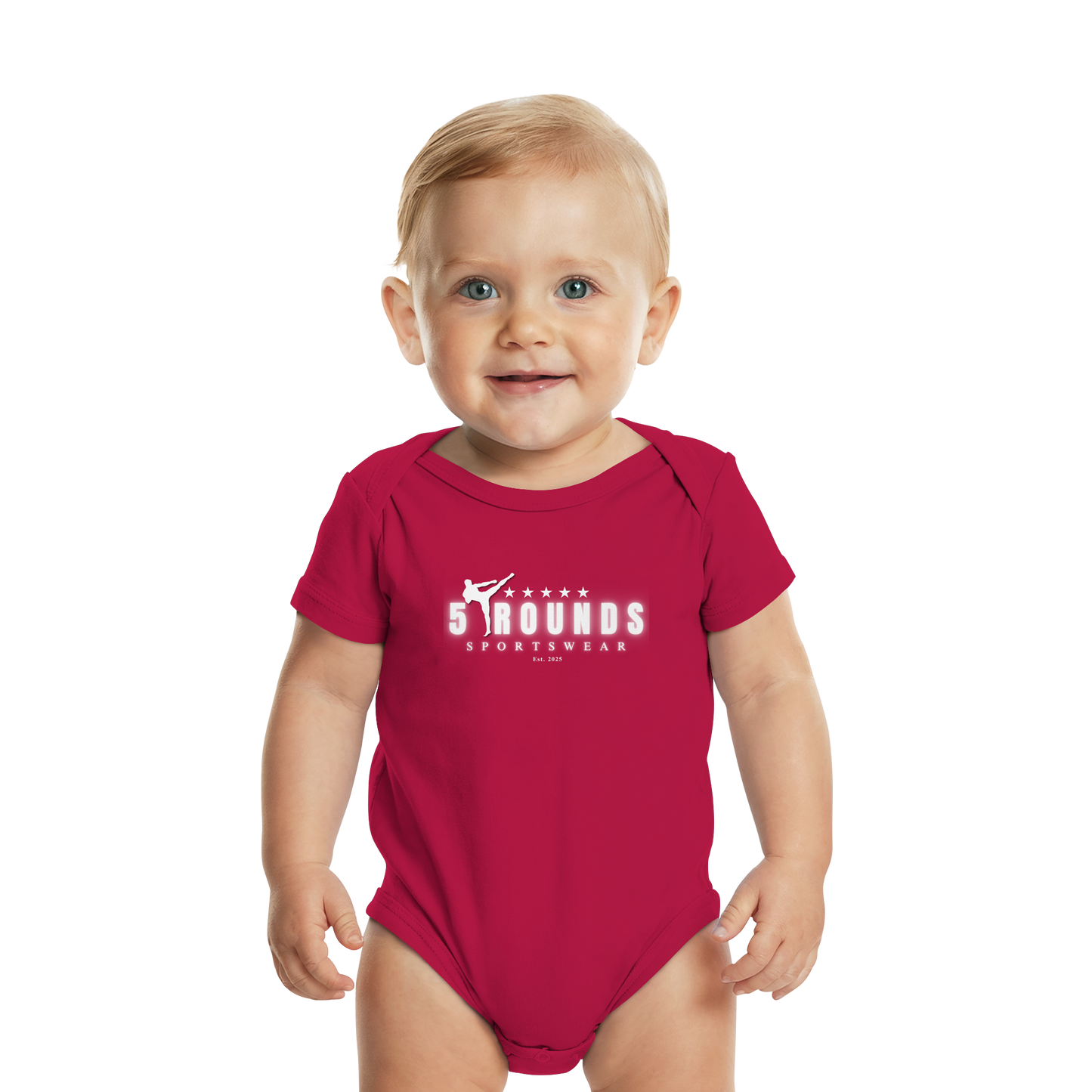 5 ROUNDS Logo Weis  - Organic Baby Bodysuit