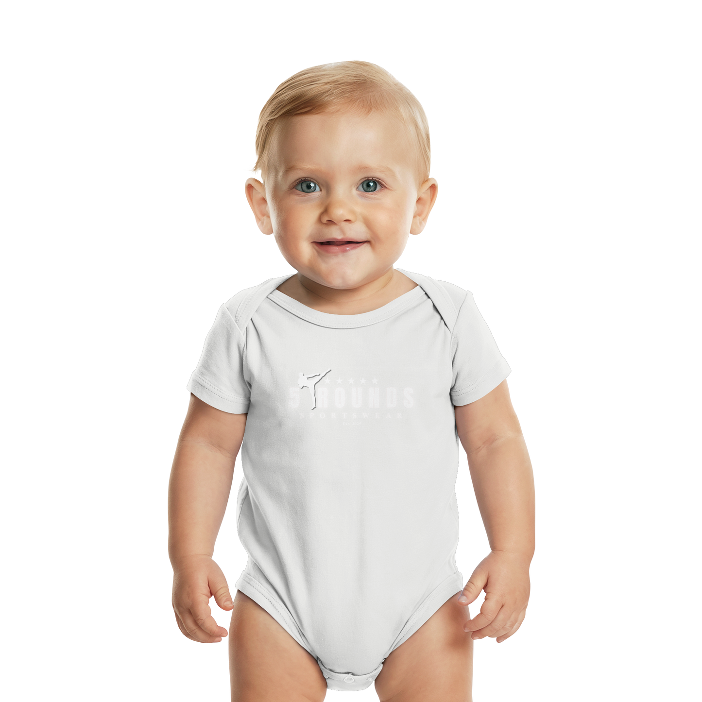 5 ROUNDS Logo Weis  - Organic Baby Bodysuit