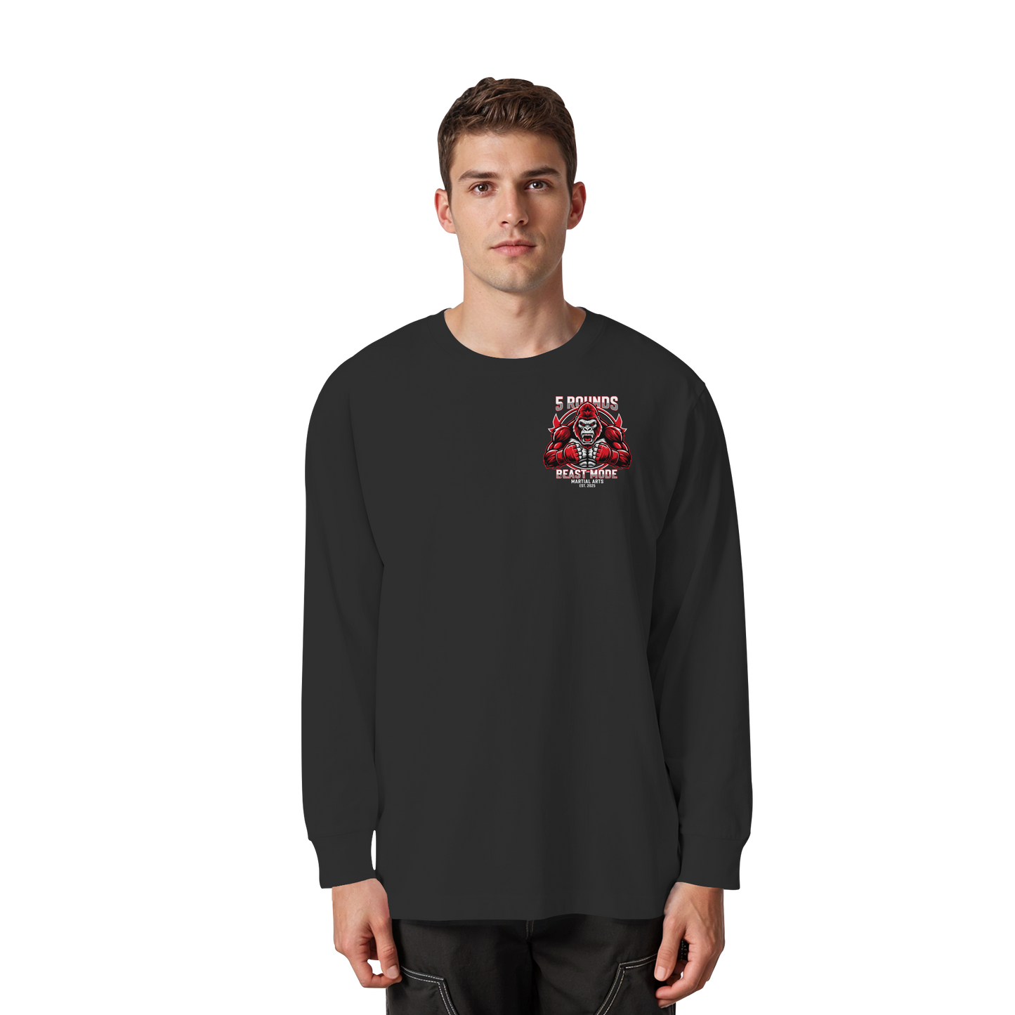 5 ROUNDS BEAST MODE Gorilla Organic Heavy Oversized Longsleeve