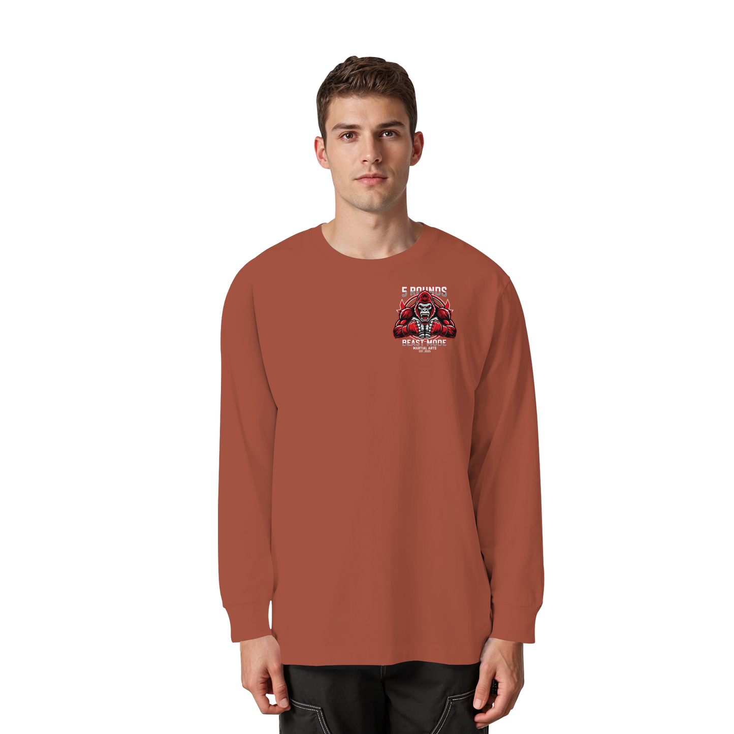 5 ROUNDS BEAST MODE Gorilla Organic Heavy Oversized Longsleeve