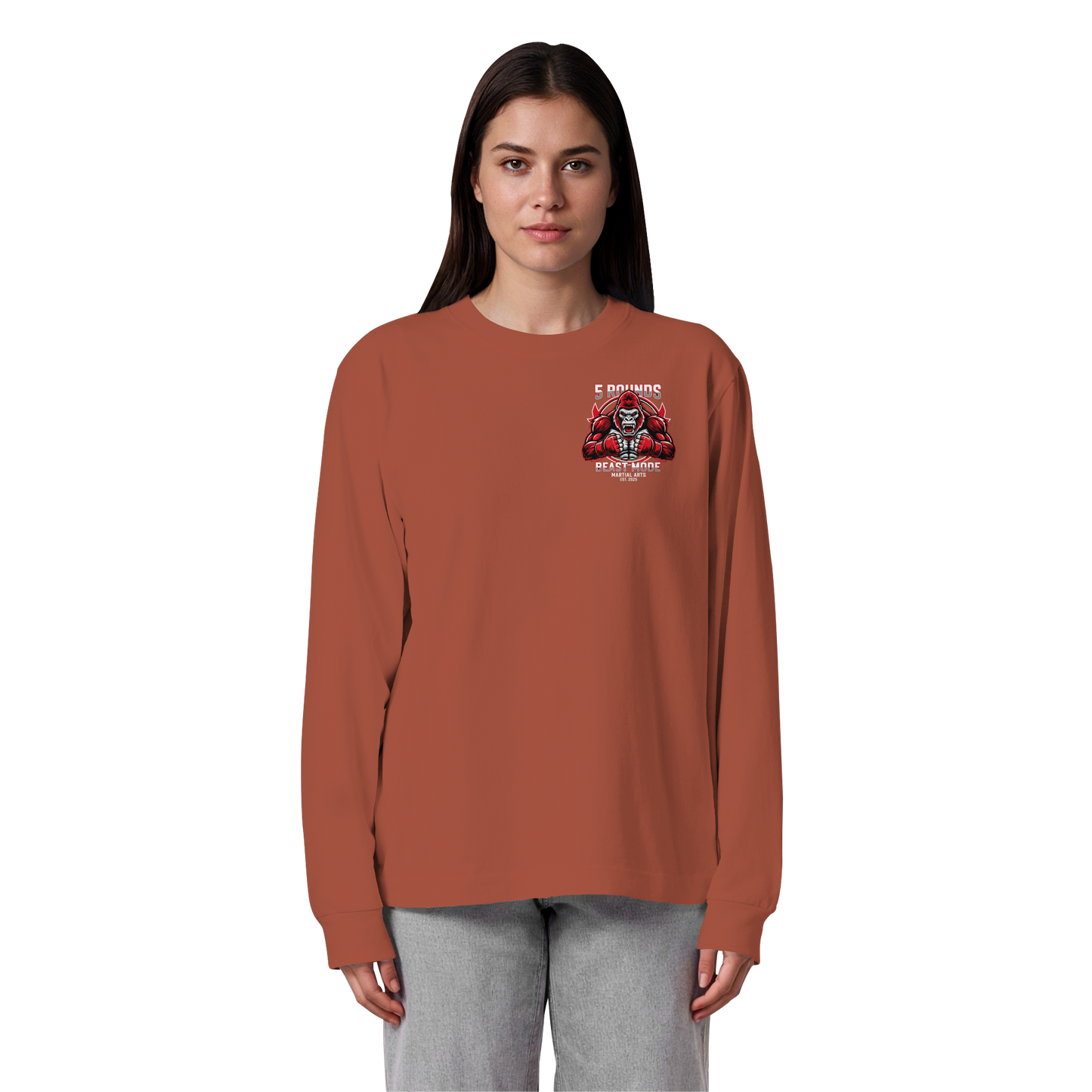 5 ROUNDS BEAST MODE Gorilla Organic Heavy Oversized Longsleeve