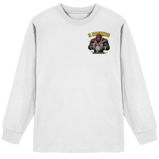5 ROUNDS Vorne DTF hinten DTF Print 5 Rounds Fighter gorilla , macht chas money im Material Arts Kämpfen. - Organic Heavy Oversized Longsleeve T-Shirt