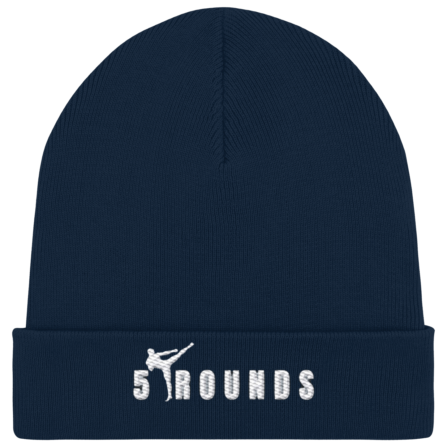 5 ROUNDS Logo Weis  - Organic Rib Beanie