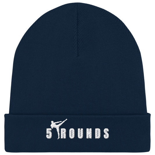5 ROUNDS Logo Weis  - Organic Rib Beanie