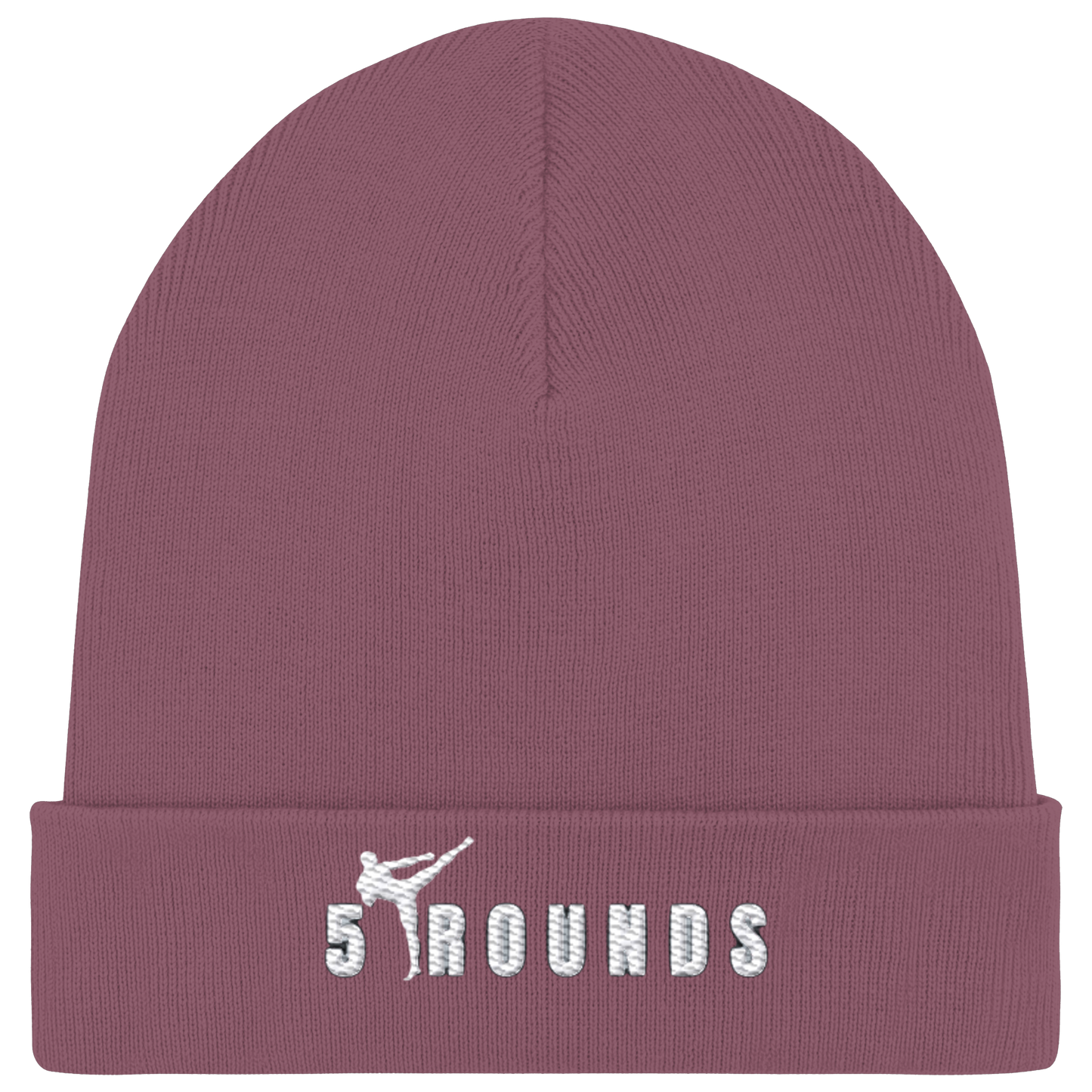 5 ROUNDS Logo Weis  - Organic Rib Beanie