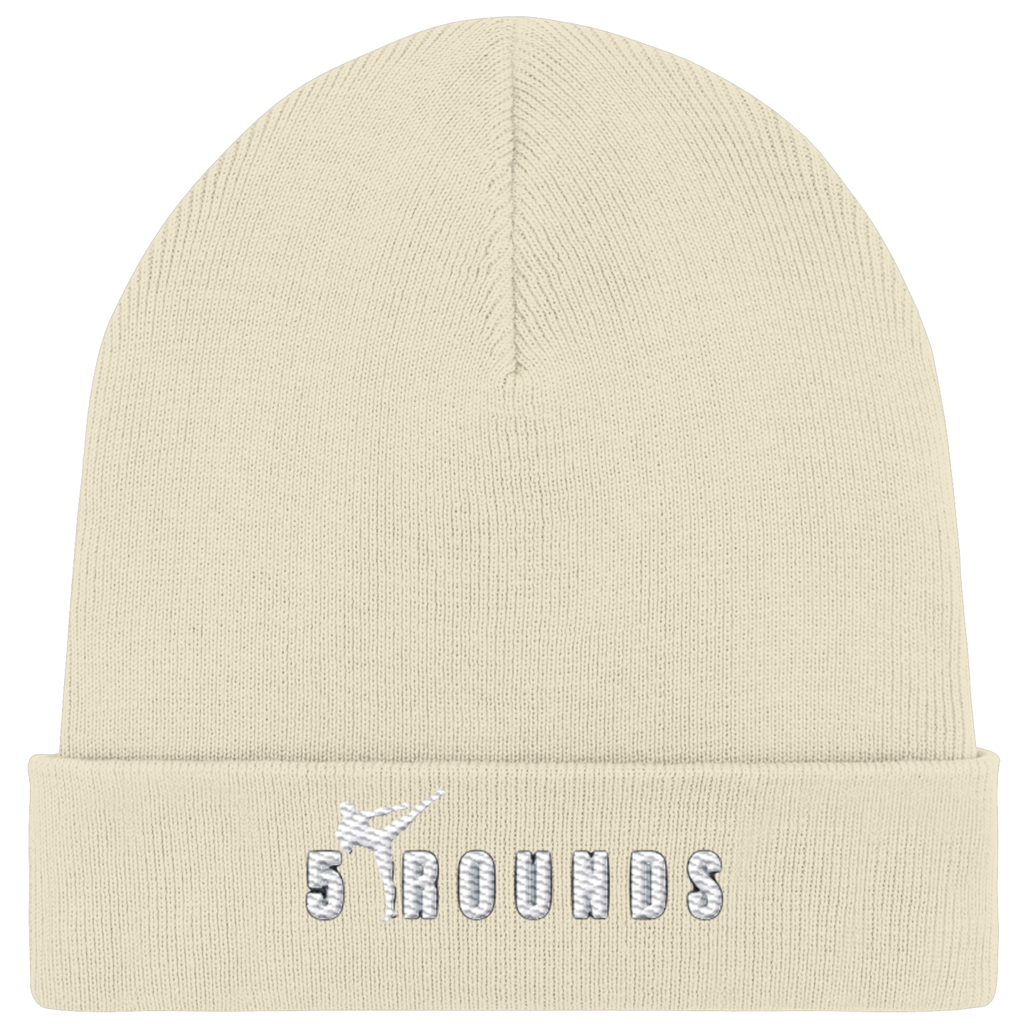 5 ROUNDS Logo Weis  - Organic Rib Beanie