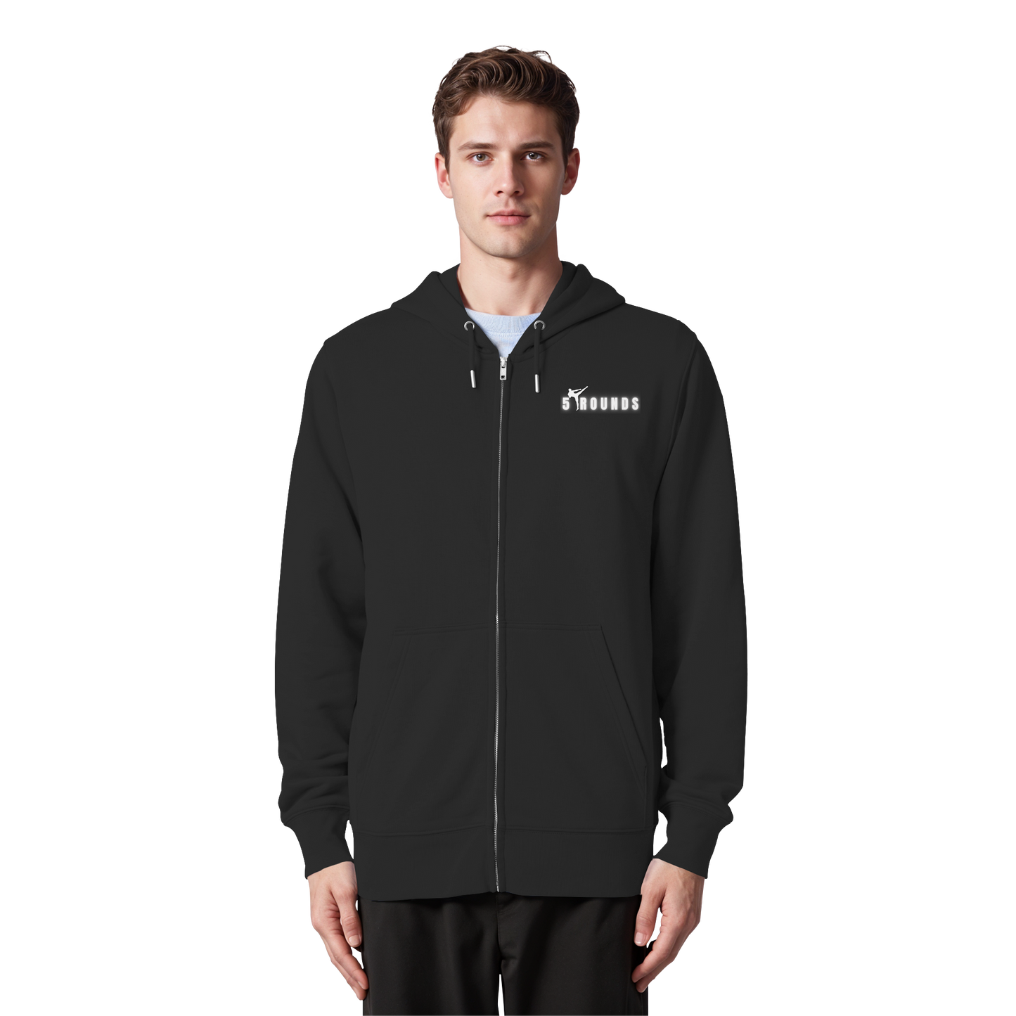 5 ROUNDS Logo Weis  - Organic Zipper