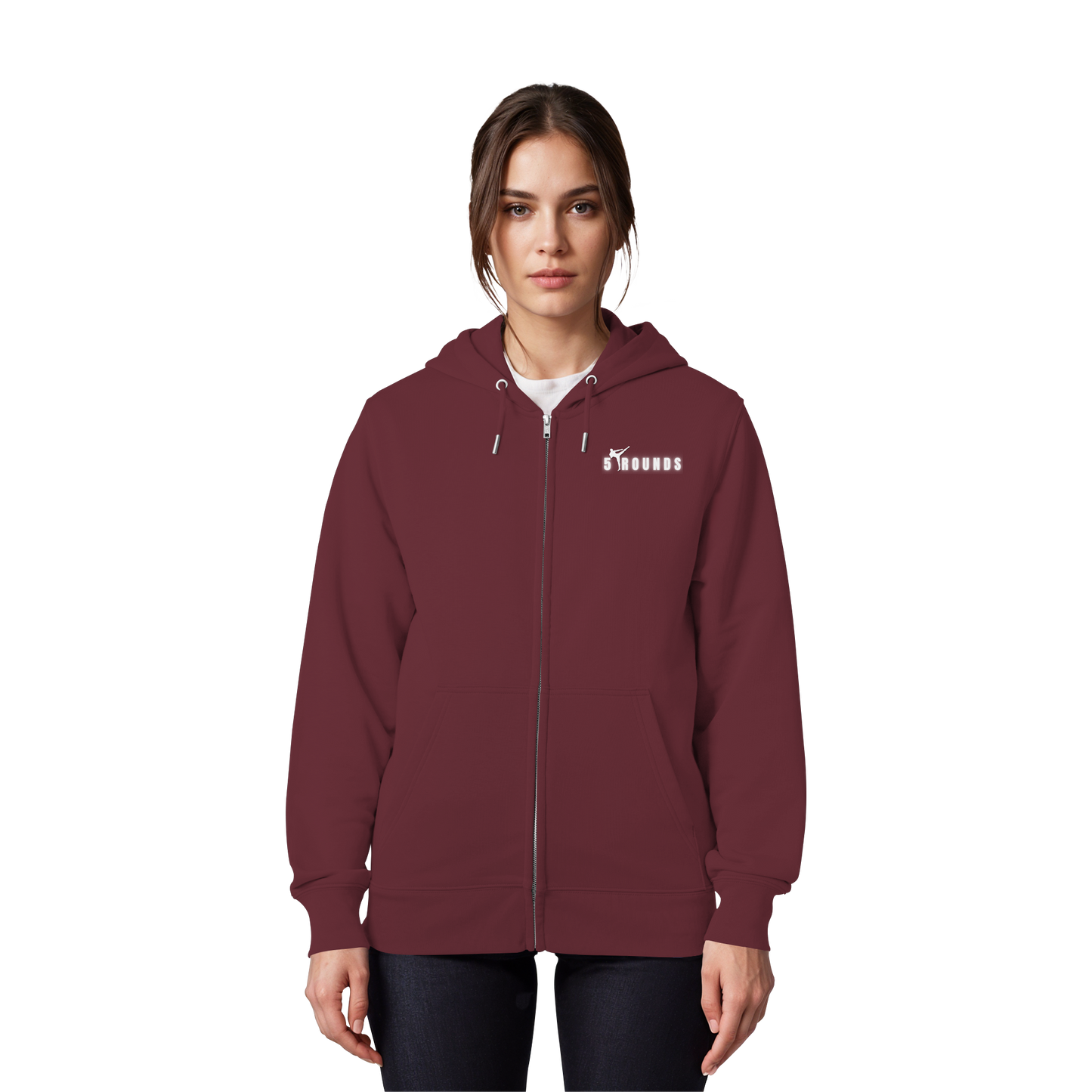 5 ROUNDS Logo Weis  - Organic Zipper