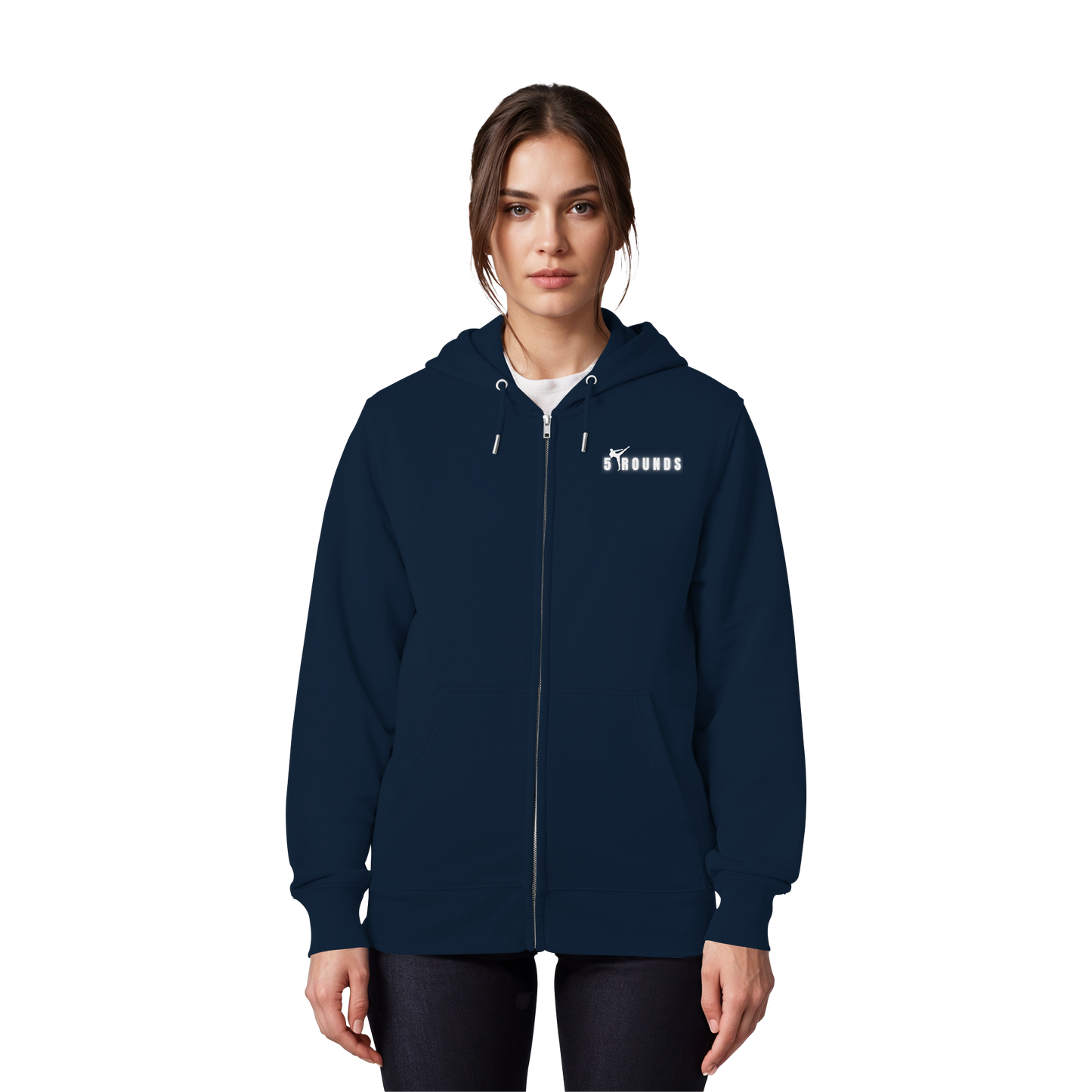 5 ROUNDS Logo Weis  - Organic Zipper