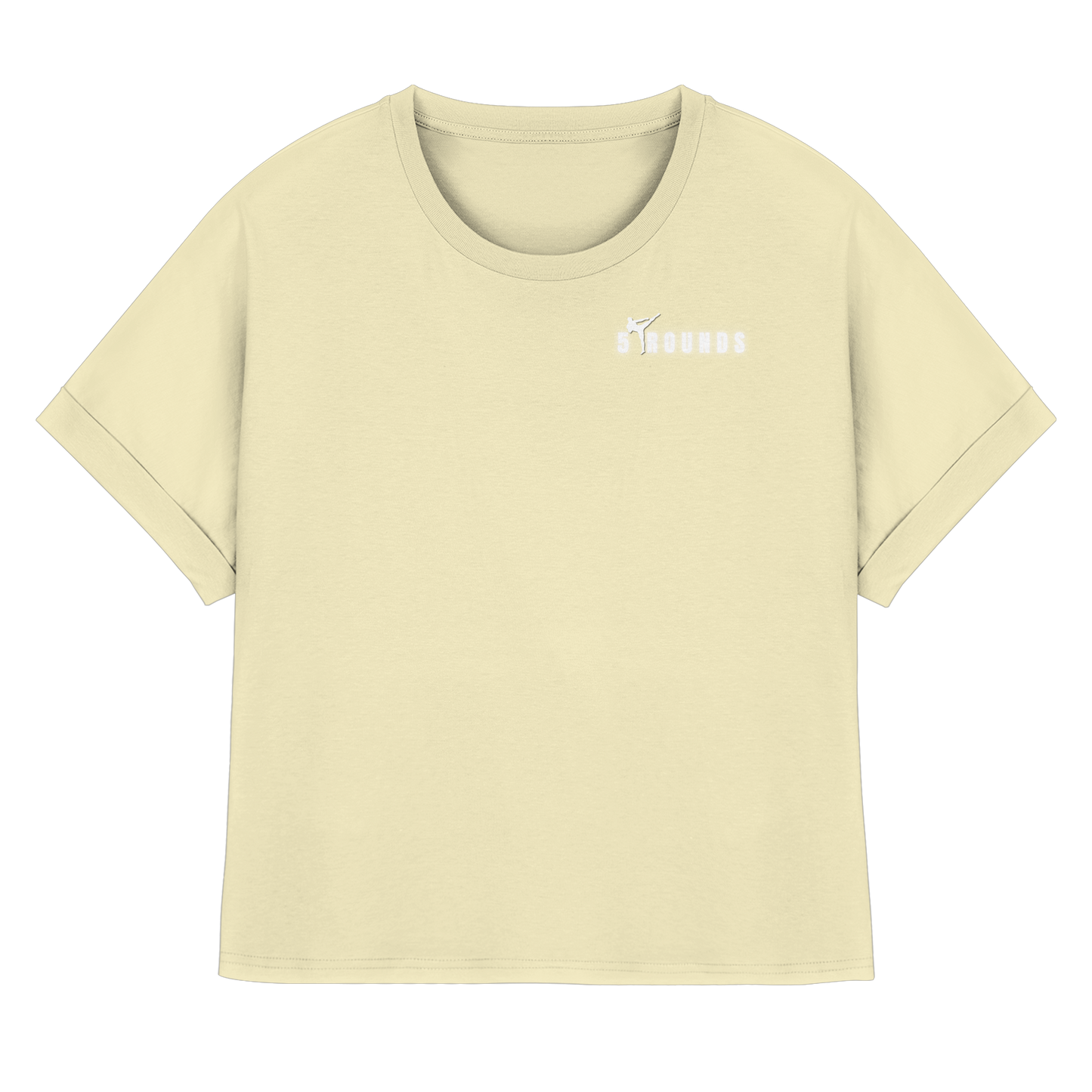 5 ROUNDS Womens Organic Rolled Sleeves T-Shirt – Premium Oversized Bio-Shirt