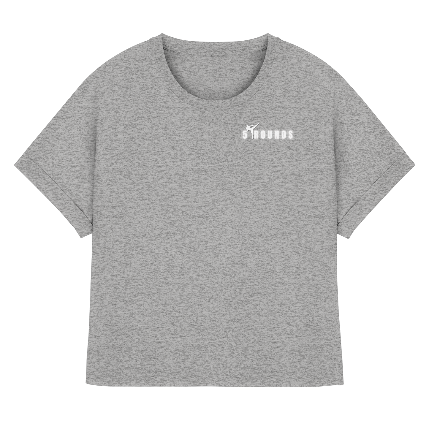 5 ROUNDS Womens Organic Rolled Sleeves T-Shirt – Premium Oversized Bio-Shirt