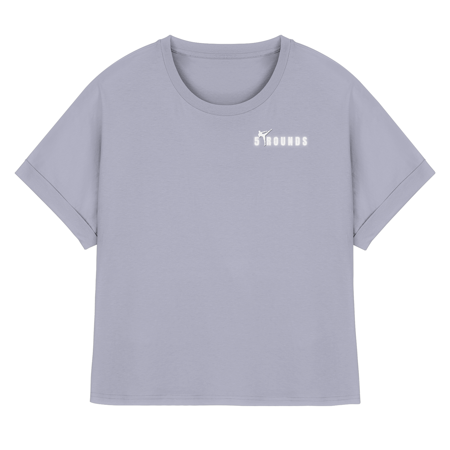 5 ROUNDS Womens Organic Rolled Sleeves T-Shirt – Premium Oversized Bio-Shirt